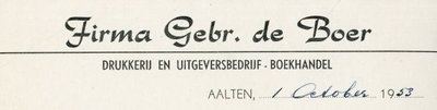 0043-0021 Firma Gebr. de Boer Drukkerij en Uitgeversbedrijf - Boekhandel