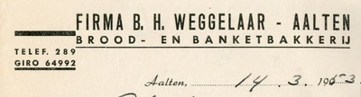 0043-0159 Firma B.H. Weggelaar Brood- en Banketbakkerij