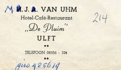 0043-0214 M. van Uhm Hotel-Café-Restaurant 'De Pluim'