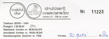 0043-0733 Drukkerij Weevers bv Boekdruk offset