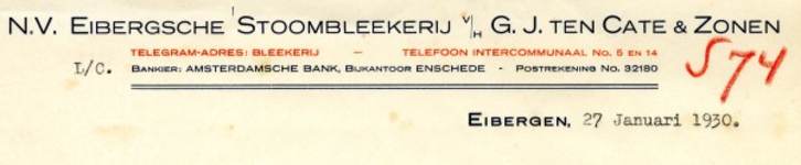 0043-0776 N.V. Eibergsche Stoombleekerij v/h G.J. ten Cate & Zonen