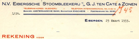 0043-0897 N.V. Eibergsche Stoombleekerij v/h G.J. ten Cate & Zonen