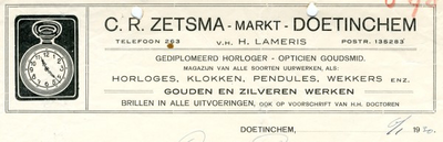 0043-0951 C.R. Zetsma (voorheen H. Lameris) Gediplomeerd Horloger - Opticien Gooudsmit