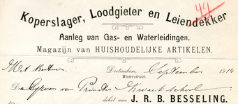 0043-0960 J.R.B. Besselink. Koperslager, Loodgieter en Leidekker