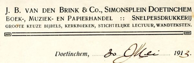 0043-0988 J.B. v.d. Brink & Co. Boek-, Muzien- en Papierhandel Snelpersdrukkerij