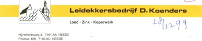 0043-1086 Leidekkersbedrijf D. Koenders Lood-Zink-Koperwerk