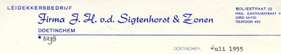 0043-1098 Firma J.H. v.d. Sigtenhorst & Zonen Leidekkersbedrijf