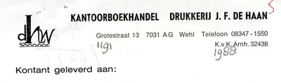 0043-1191 Kantoorboekhandel Drukkerij J.F. de Haan
