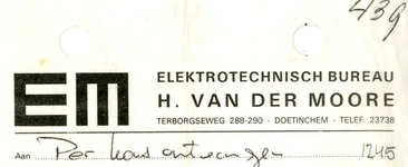 0043-1245 Elektrotechnisch bureau H. van der Moore