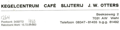 0043-1264 Kegelcentrum Café Slijterij J.W. Otters
