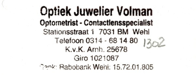 0043-1301 Optiek Juwelier Volman Optometrist - Contactlensspecialist