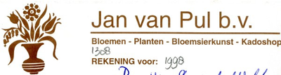 0043-1308 Jan van Pul Bloemen-Planten-Bloemsierkunst-Kadoshop