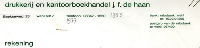 0043-1383 Drukkerij en Kantoorboekhandel J.F. de Haan