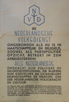 1003 Affiche uitgaande van de NVD houdende een wervende tekst over de onafhankelijkheid en het belang van de NVD ...