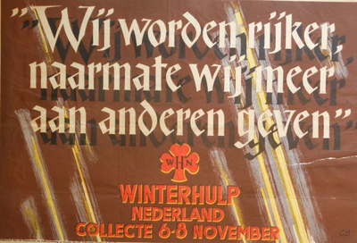 1042 Affiche houdende de oproep voor donatie aan de collecte voor Winterhulp Nederland op 6-8 november 1943 met de ...