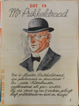 973 Affiche houdende Duitse propaganda met een spotprent over Mr. Prikkeldraad, een plutocraat en democraat met gedicht ...