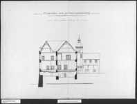 17 Tekeningen van het kasteel; Blad XII, dwarsdoorsnede E-F, (oost-west), 1891