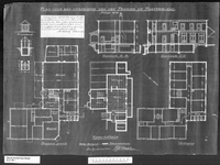 56a Tekening bij het plan voor een uitbreiding van het pension op Montferland, plattegrond, doorsneden, blauwdruk, 1906