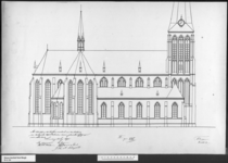 64 Tekening, getiteld 'IV nr. 225' van de westelijke zijgel van de te bouwen r.k. kerk te 's-Heerenberg, 1895