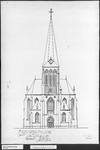 65 Tekening, getiteld 'V nr. 225', van de zuidgevel (voorgevel) van de te bouwen r.k. kerk te 's-Heerenberg, z.d.