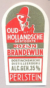 015 Oud-Hollandsche gestookte rozijn-brandewijn. Doetinchemsche distilleerderij Perlstein