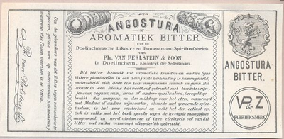050 Angostura of Aromatiek Bitter uit de Doetinchemsche Likeur- en Pomeranzen-Spiritusfabriek van Ph. van Perlstein & Zoon