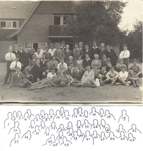 11 Klassefoto van het gymnasium te Doetinchem, opgesteld voor jeugdherberg 'Wolkenland' nabij Beek, voormalige gemeente ...