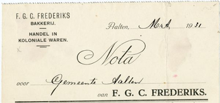 0684-0093 F.G.C. Frederiks Bakkerij. Handel in Koloniale Waren