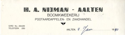 0684-0479 H.A. Nijman Boomkwekerie- Pootaardappelen- en Zaadhandel
