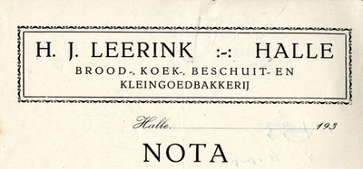 0684-0493 H. J. Leerink Brood-, Koek-, Beschuit- en Kleingoedbakkerij