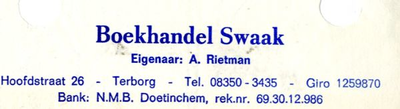 0684-0504 Boekhandel Swaak eigenaar: A. Rietman