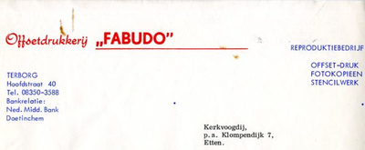 0684-0566 Offsetdrukkerij Fabudo Reproduktiebedrijf Offset-Druk, Fotokopieën, Stencilwerk
