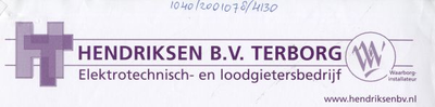 0684-0653 Th. Hendriksen B.V elektrotechnisch- en loodgietersbedrijf. Waarborg-installateur