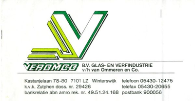 0684-0816 Veromco B.V. Glas- en verfindustrie v/h/ van Ommeren en Co