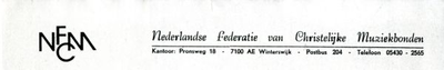 0684-0828 NFCM Nederlandse Federatir van Christelijke Muziekbonden