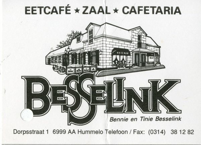 0684-0851 Eetcafé - Zaal - Caferaria Besselink, Bennie en Tinie