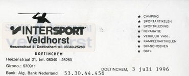0684-0859 Intersport Veldhorst; Camping - Sportartikelen - Sportkleding - Reparatie Verhuur van: Kampeerartikelen ...