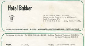 0684-1013 Hotel Bakker hotel - restaurant - café - slijterij - wijnhandel - koetsen - verhuur - party - caterin