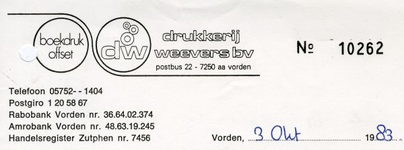 0684-1015 Drukkerij Weevers B.V. Boekdruk offset