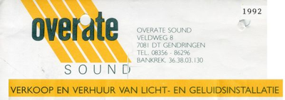 0684-1032 Overate Sound Verkoop en verhuur van licht- en geluidainstallatie