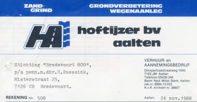 0684-1137 Hoftijzer B.V. Zand - Grind - Grondverbetering - Wegenaanleg Verhuur- en Aannemersbedrijf