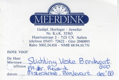 0684-1140 Meerdink Gedipl. Horloger - Juwelier