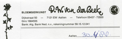 0684-1141 Bloemsierkunst D.W. van der Beek