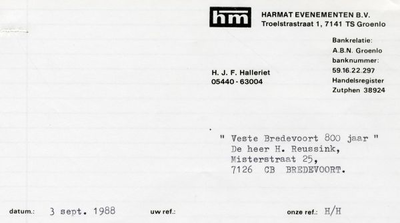 0684-1207 Harmat Evenementen BV. H.J.F. Halleriet
