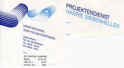 0684-1213 Projectendienst Harrie Siebenheller. Dienstverlening en projectstoffering