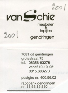 0684-1224 van Schie Muebelen & Tapijten