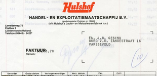 0684-1232 Hulshof Handel- en Exploitatiemaatschappij B.V