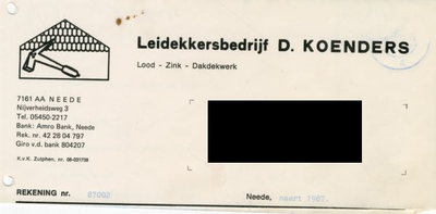 0684-1353 Leidekkersbedrijf D. Koenders Lood - Zink - Dakdekwerk