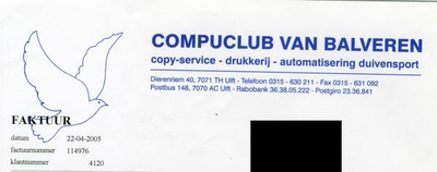 0684-1387 Compuclub van Balveren copy-service - drukkerij - automatisering duivensport