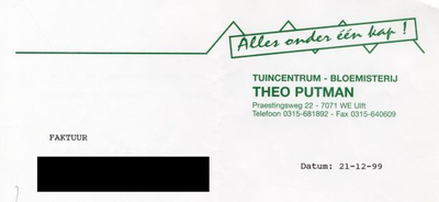 0684-1396 Theo Putman Tuincentrum - Bloemisterij